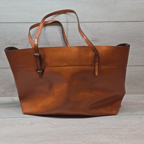 Kattee Women Elegant Camel Brown Leather Tote Bag Office