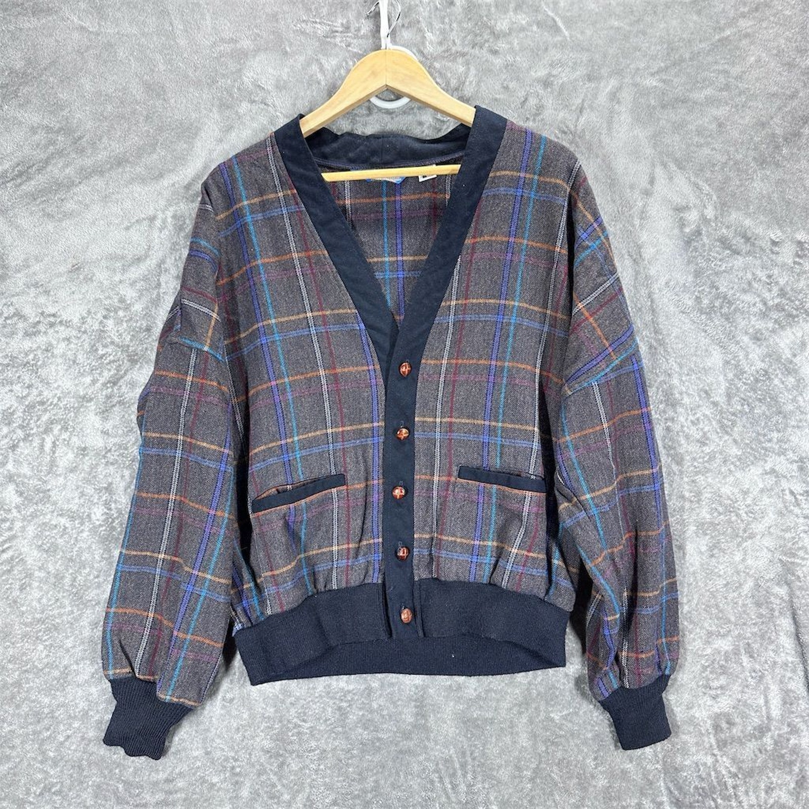 Vintage Pendleton Men's Plaid Wool Cardigan Sweater Size L Multicolor