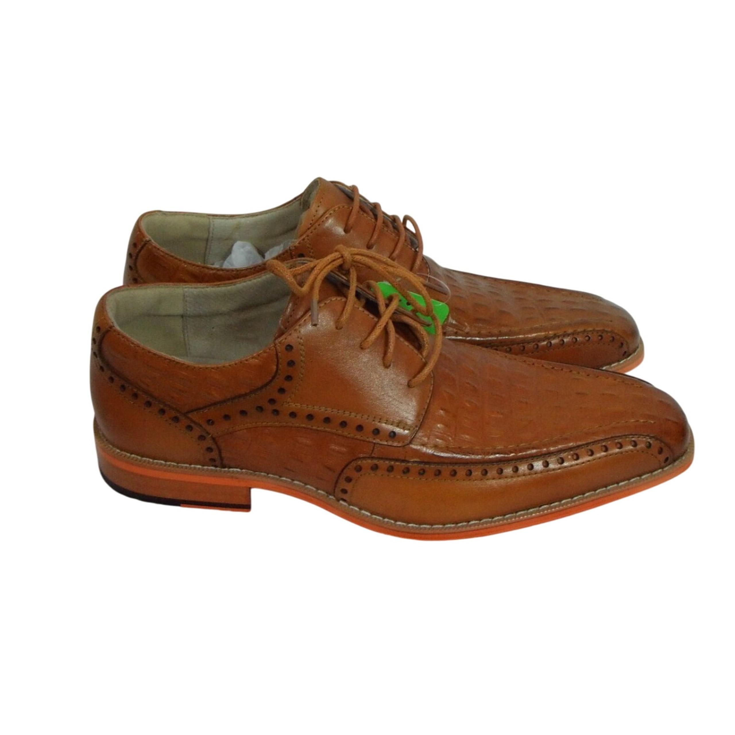 Giovanni Oxford Dress Shoes Mens Size 9 Brown Leather Square Toe Lace Up