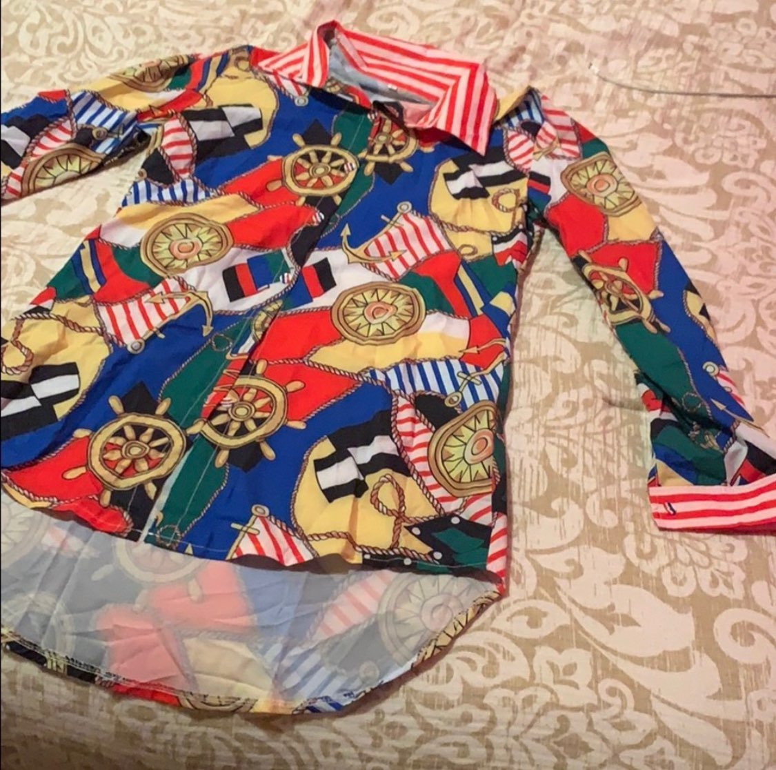 Sailor print button down