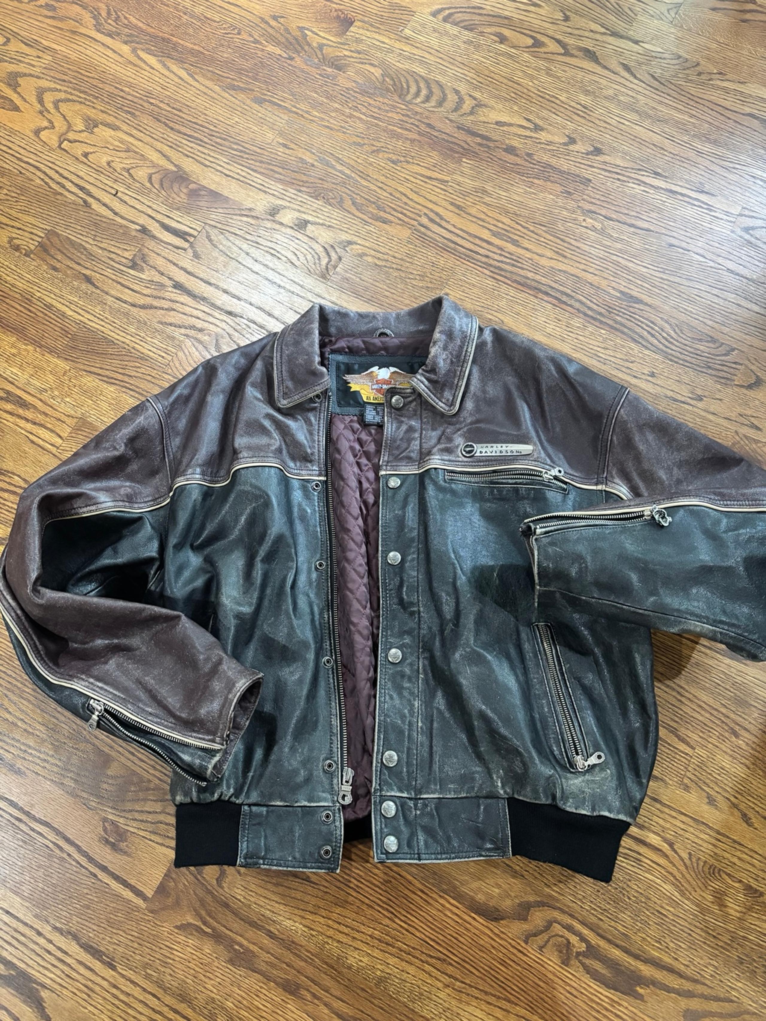 (XL) Vintage Harley Leather Jacket Coat Leather Motorcycle