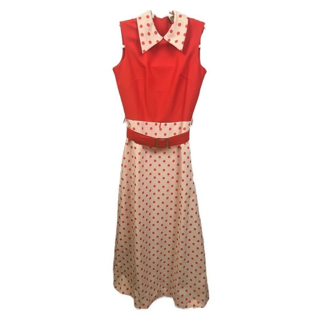 Vintage 60’s NWT Orange Polka Dot Rockabilly Dress Set Midi Dress- Size 10