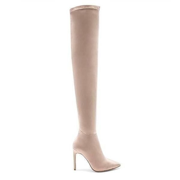 RAYE Sable Over The Knee Boots in Nude Satin SZ 7.5