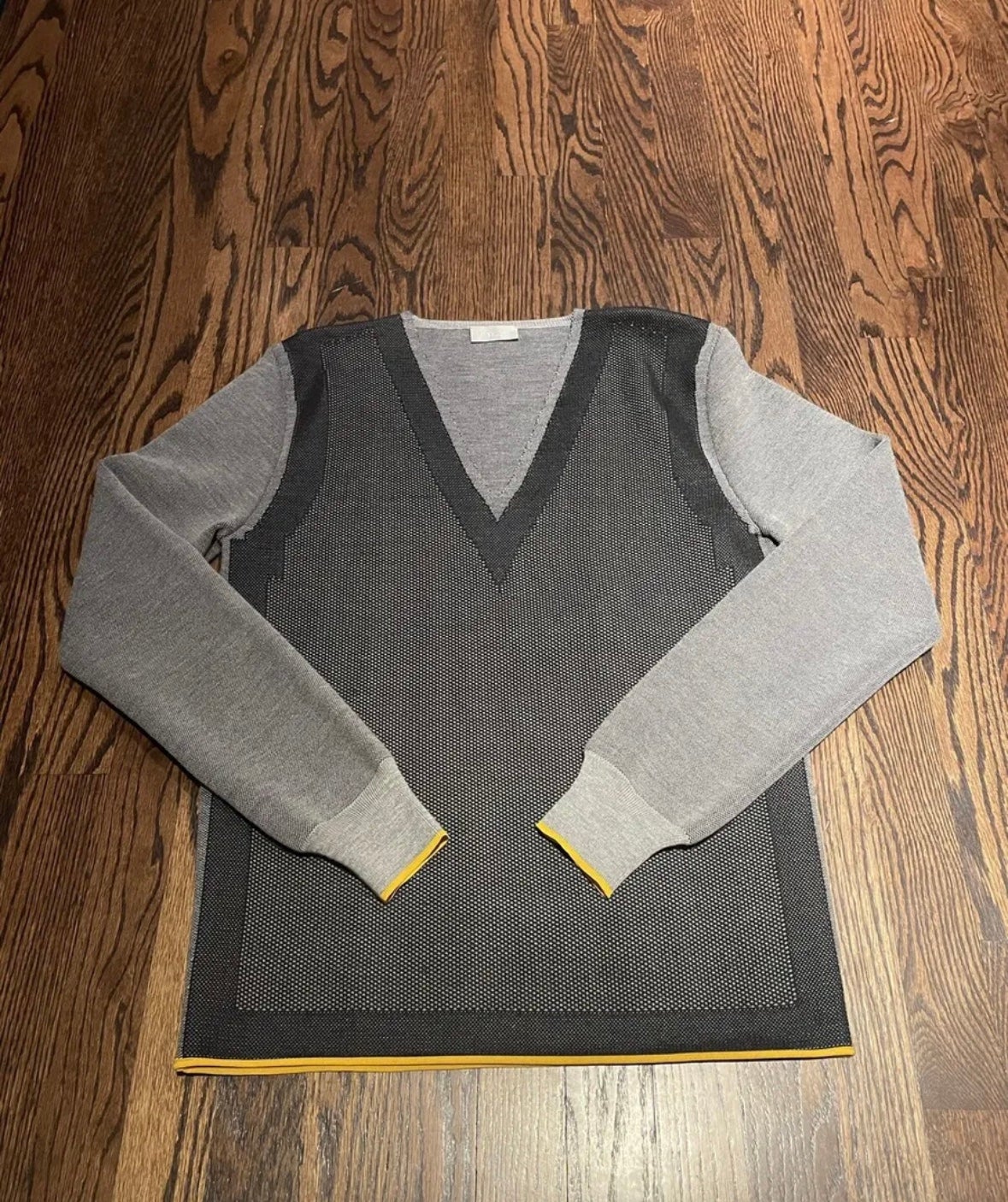 DIOR HOMME V Neck Sweater Gray And Yellow XS