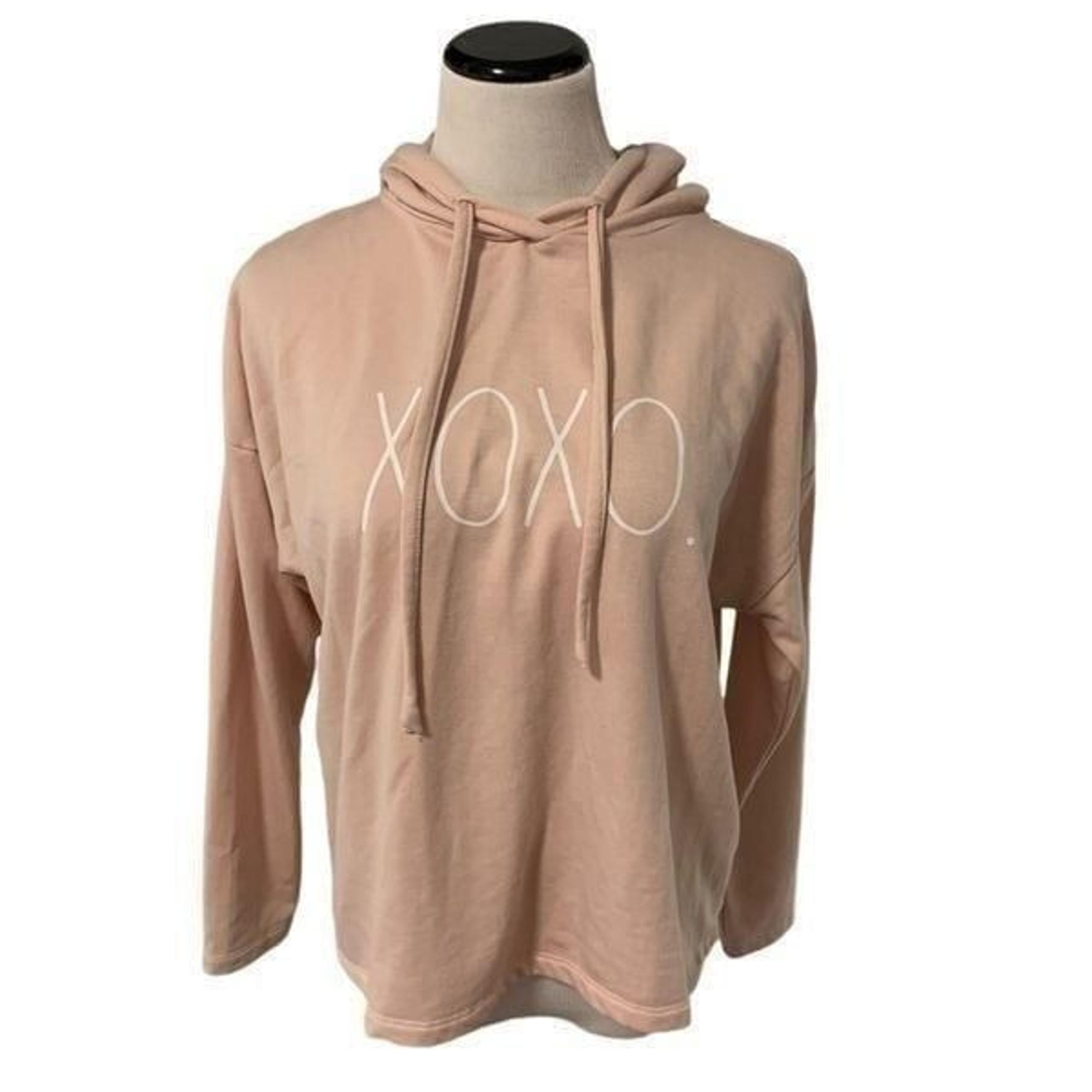 Rae Dunn XOXO Blush Pink Hoodie Sweatshirt Sz S