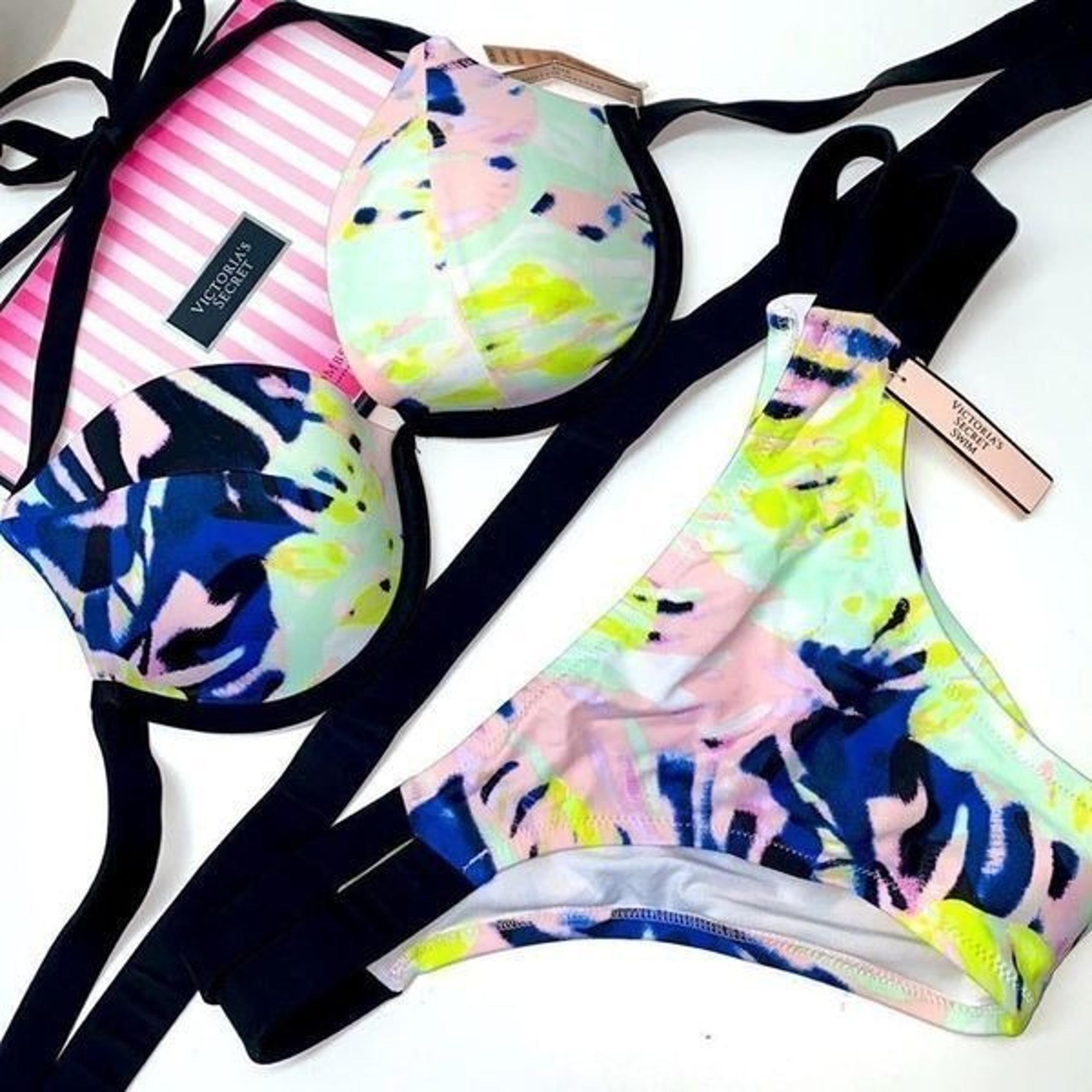Victoria's Secret Multi-Color Bikini SET swimsuit top 34Cpush-up -large New #1