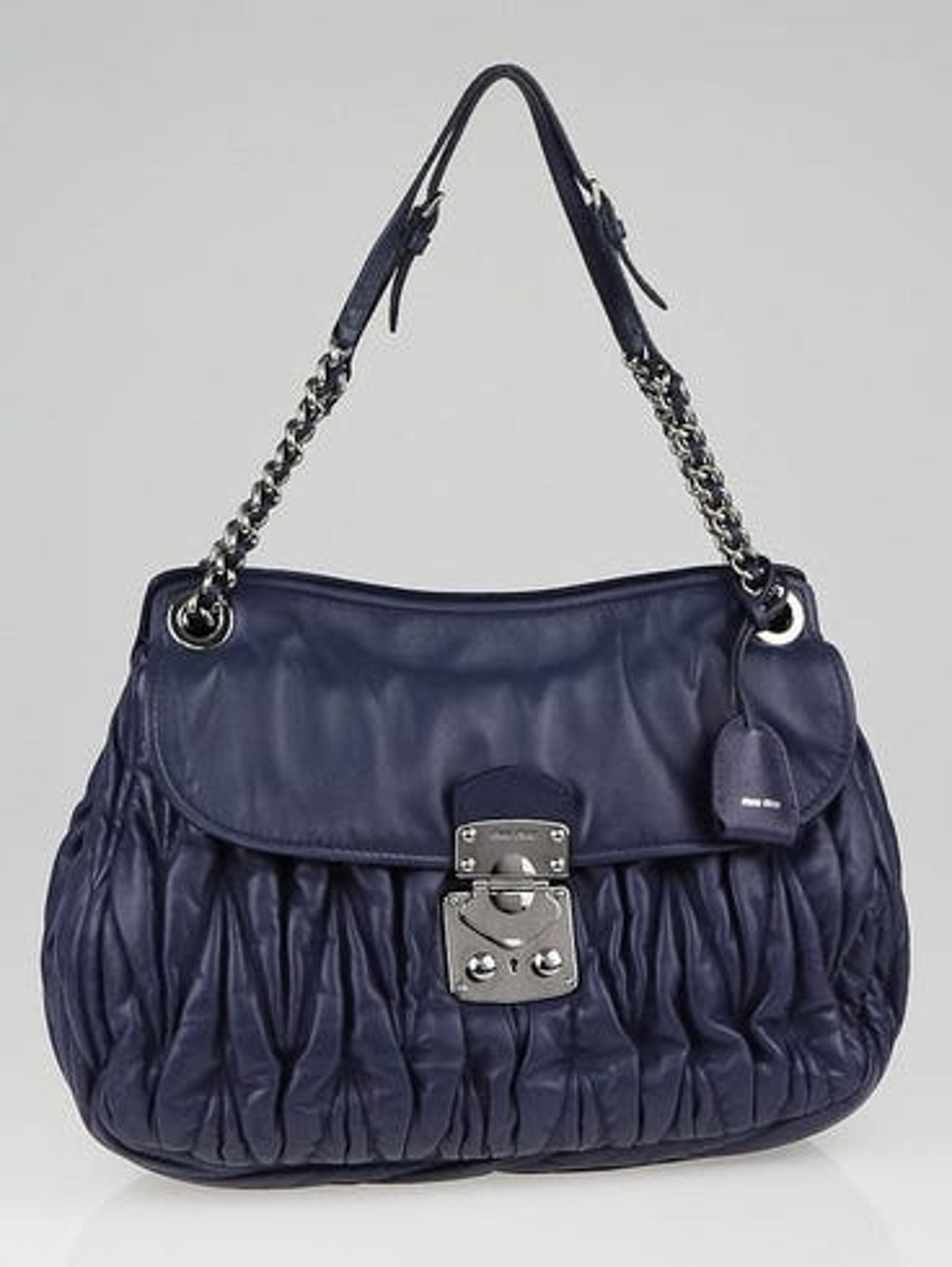 MIU MIU Lapis Blue Matelasse Nappa Leather Shoulder Bag