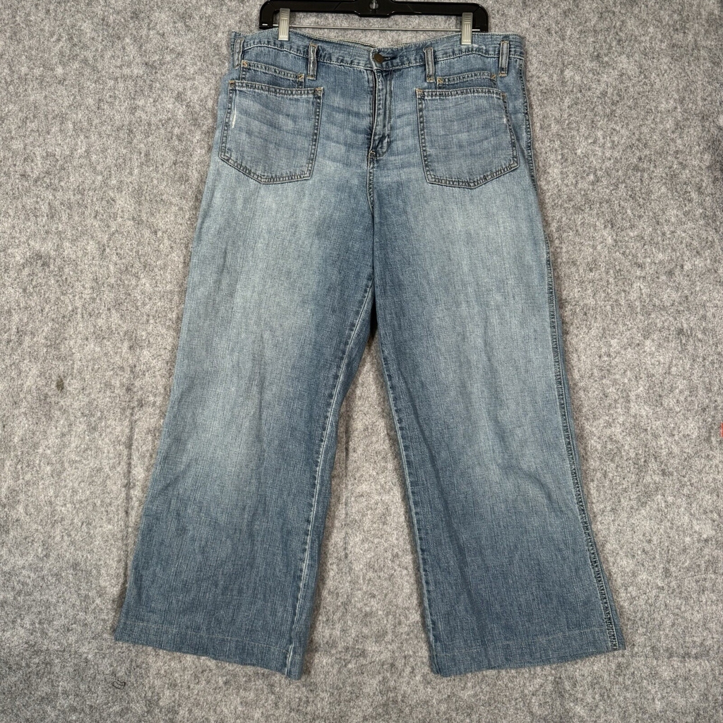 Vintage Y2K Wide Leg Sailor Jeans Womens 14 American Living Grunge Double Pocket