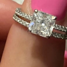 Solid Sterling Silver 2 Carats Princess Cut AAAAA CZ Wedding Ring Set