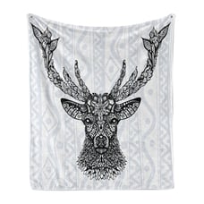 Bohem Deer Ambesonne Black White Art Soft Flannel Fleece Throw Blanket Plush for