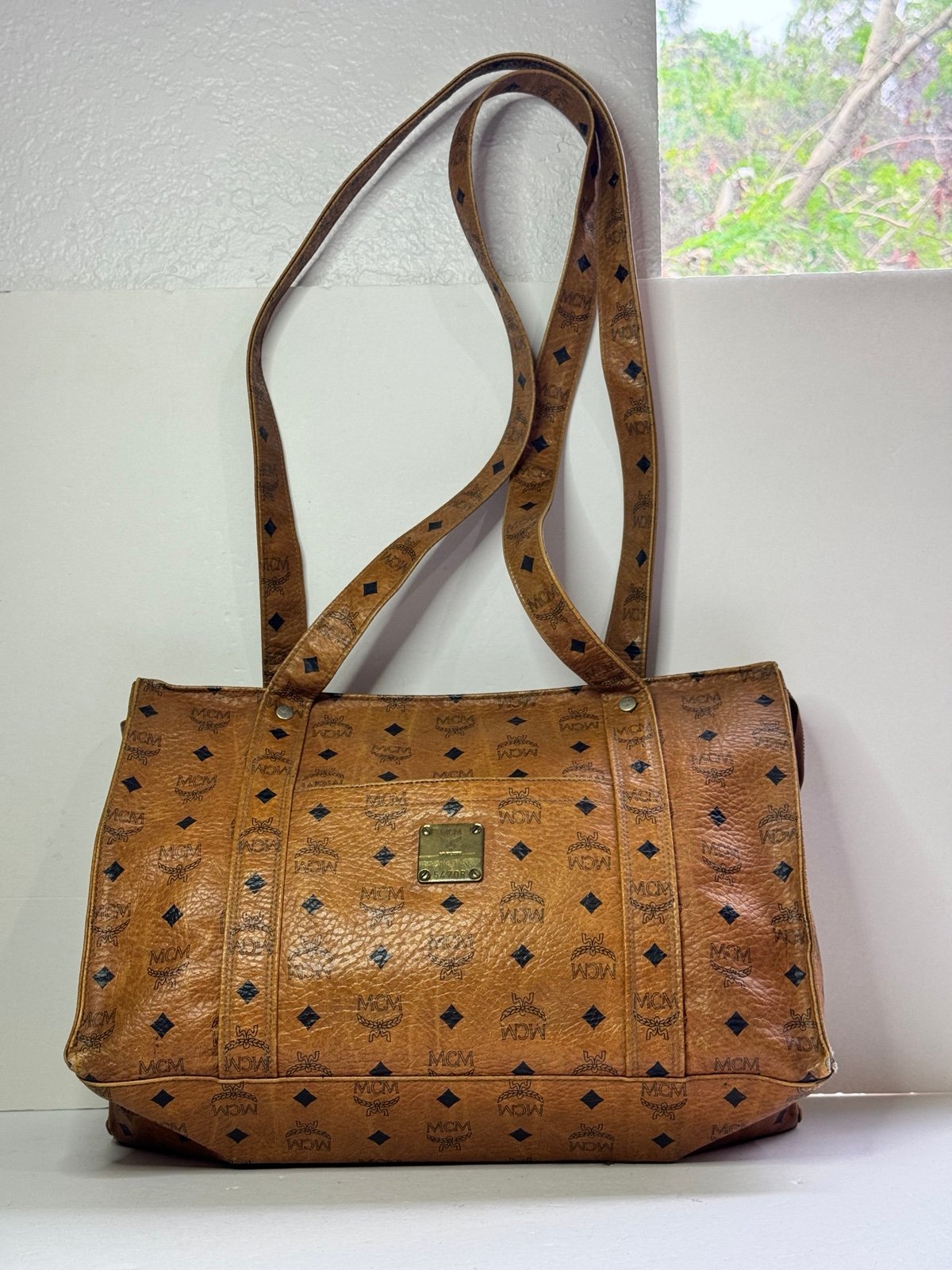 MCM Authentic Vintage Canvas Logo Pattern Tote