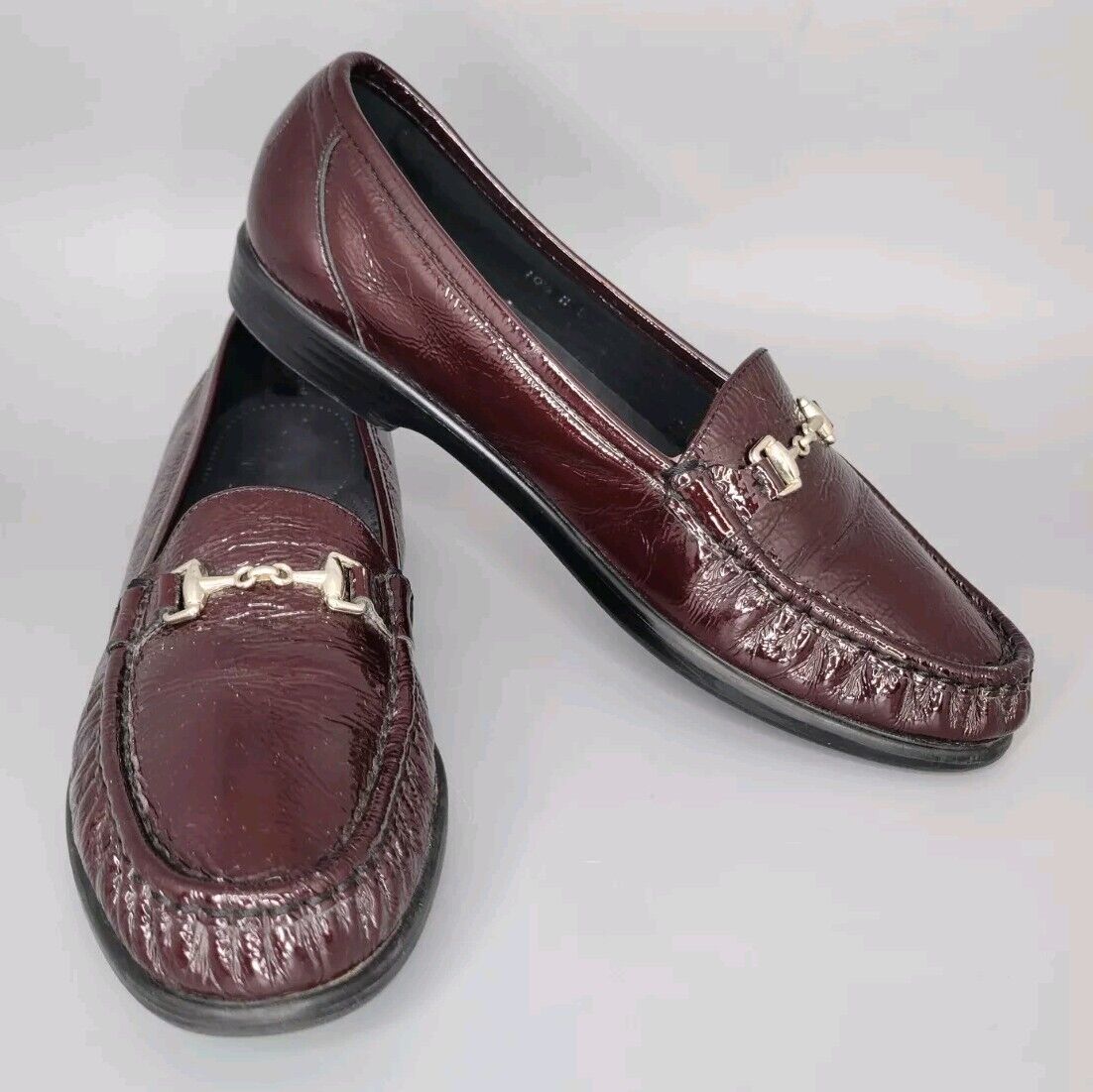 SAS Metro Loafers Womens 10.5M Burgundy Horse Bit Patent Leather Tripad Comfort