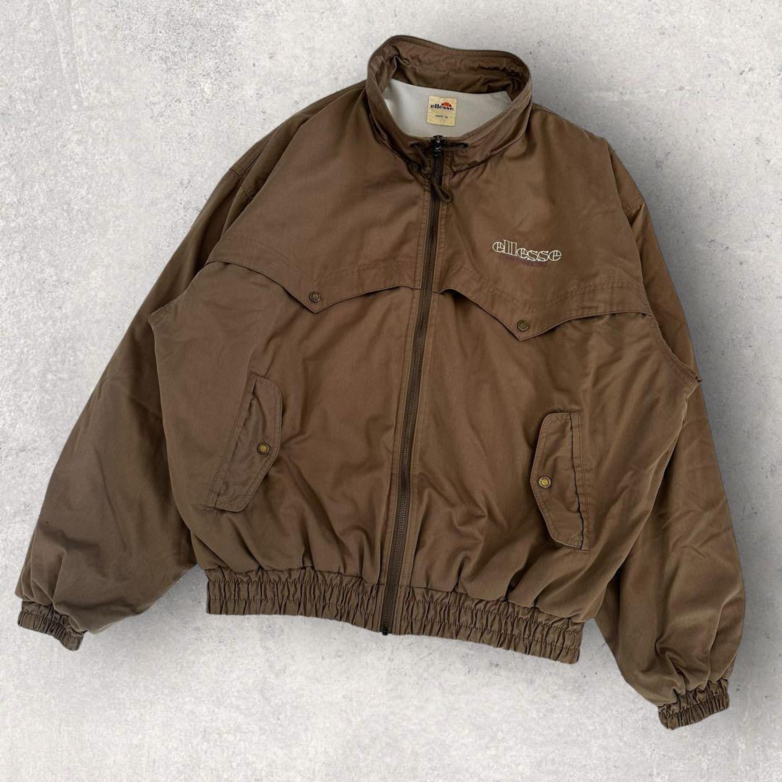 【ellesse】ellesse Excellent Condition Nylon Jacket Large Size Bomber Jacket Brown
