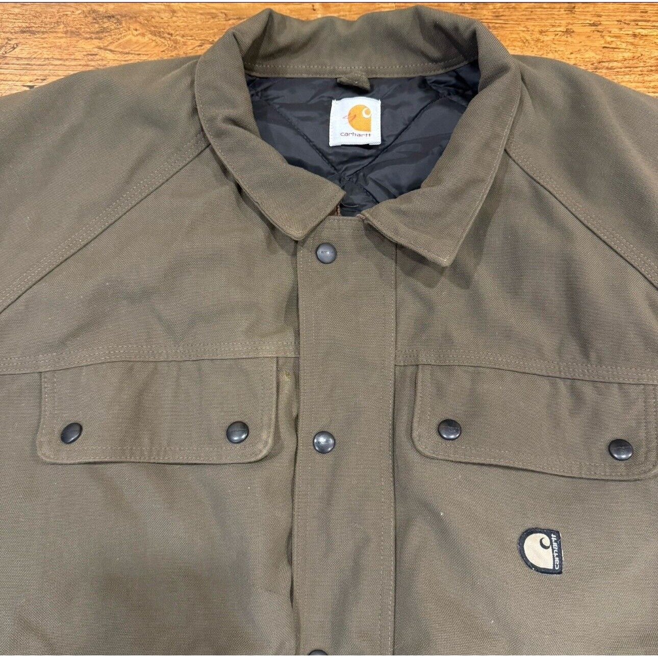 Vintage Carhartt J70 Brown Quilted Lined Canvas Bomber Jacket Coat Men's XL/2XL