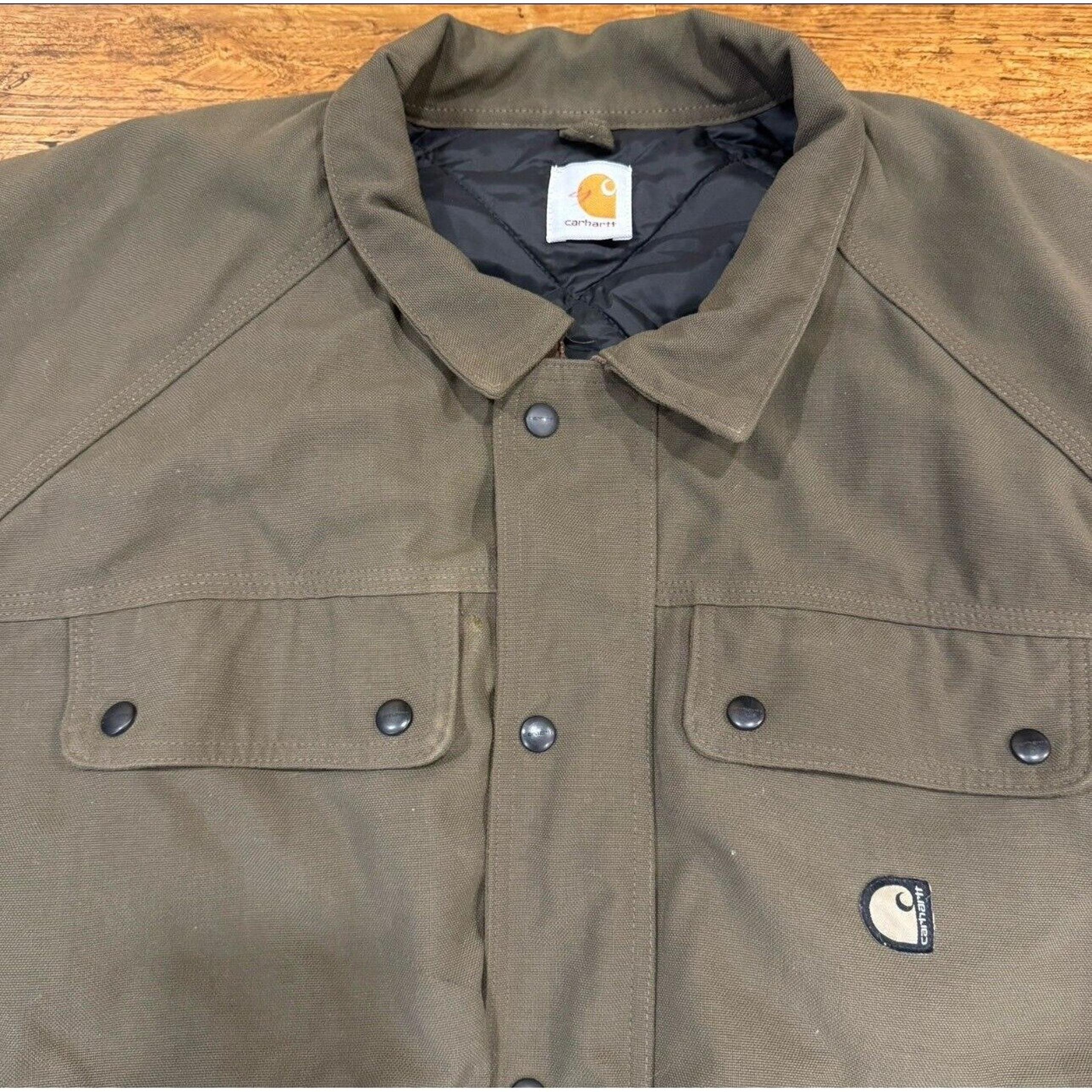 Vintage J70 Brown Quilted Lined Canvas Bomber Jacket Coat Men's XL/2XL - Carhartt