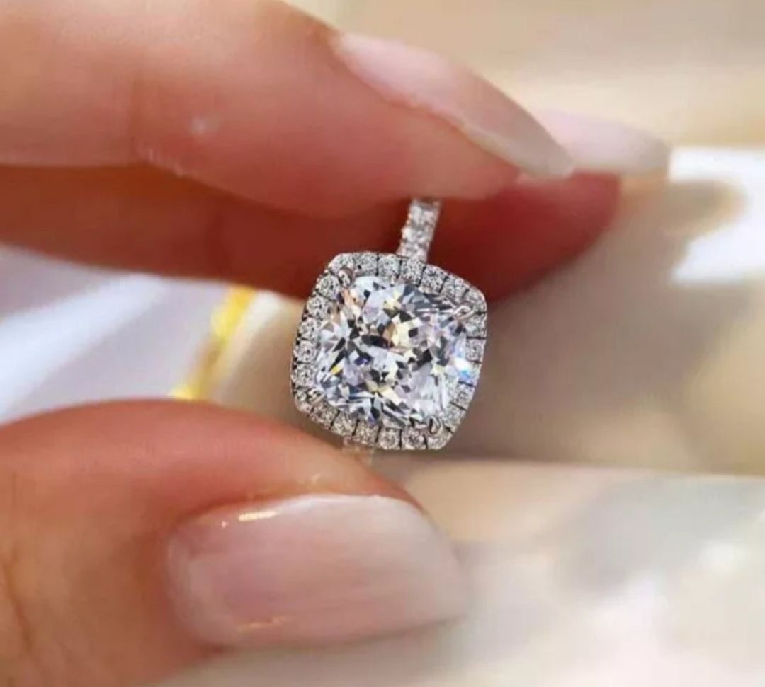 *sale* 14k solid gold 2.5 carats cushion cut Halo Engagement Ring