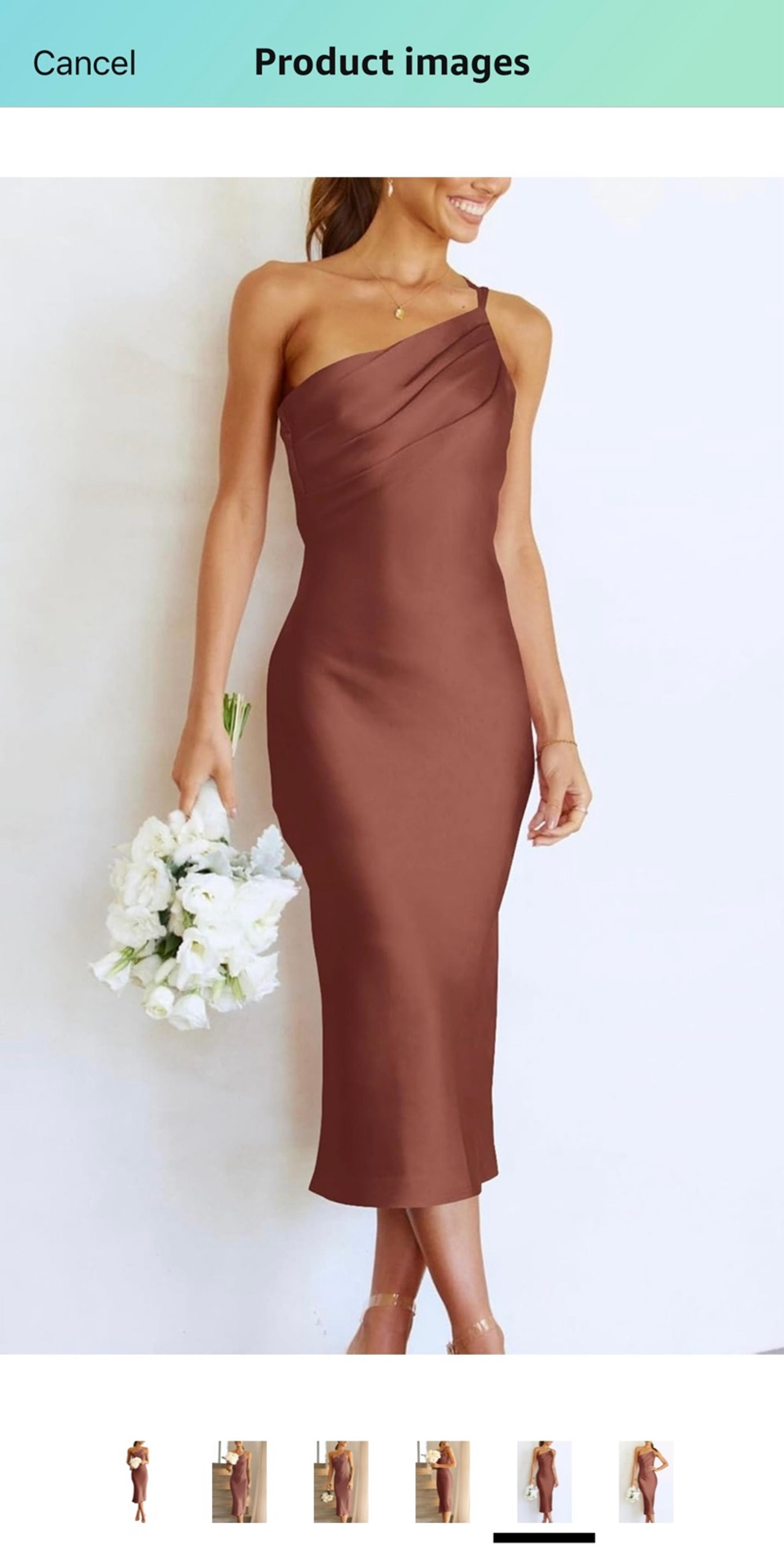 PrettyGarden Midi Satin Dress: One Shoulder Strap Backless Bodycon