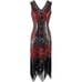 Flapper Great Gatsby 1920s Retro Tassel Fringe Sequin Red Dress L NEW