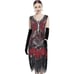 Flapper Great Gatsby 1920s Retro Tassel Fringe Sequin Red Dress L NEW