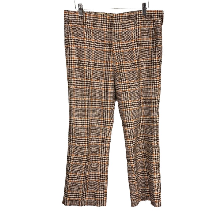 Vintage 70s Orange Brown Plaid Cropped Leg Pants Medium