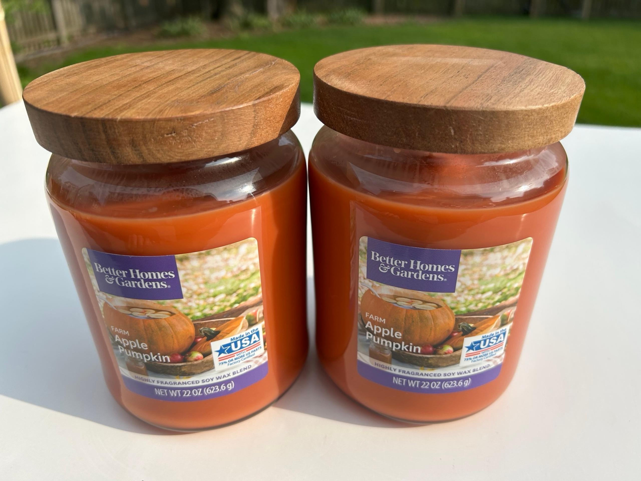 2 NEW Large Farm Apple Pumpkin Jar Candles