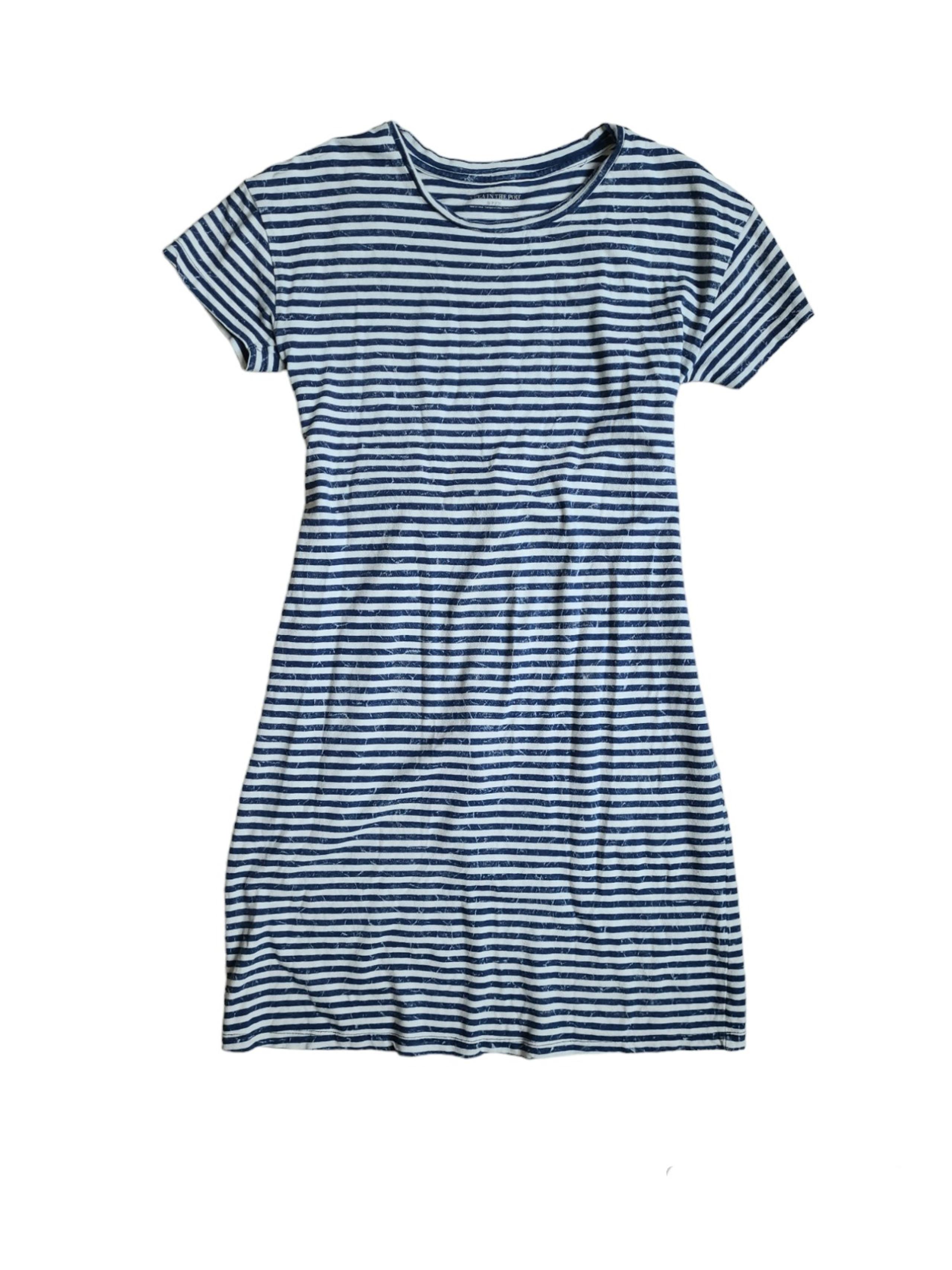 Pea in the Pod Maternity Dress Cotton Blue & White Stripe Tie Back Pregnancy Sml