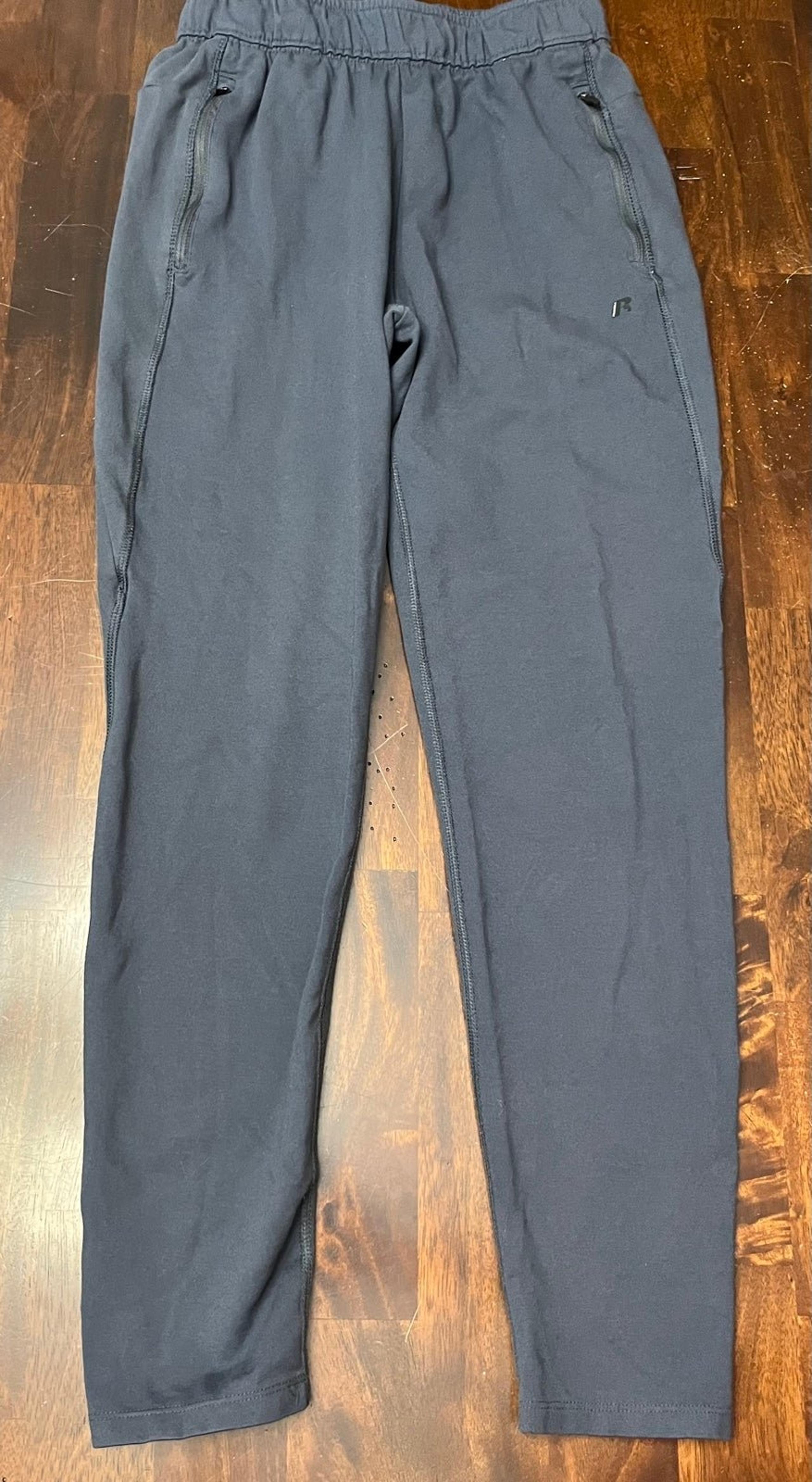 Russell Athletic Dark Smoky Blue Track Pants w/ Zipper Pockets Mens sz S (28-30)