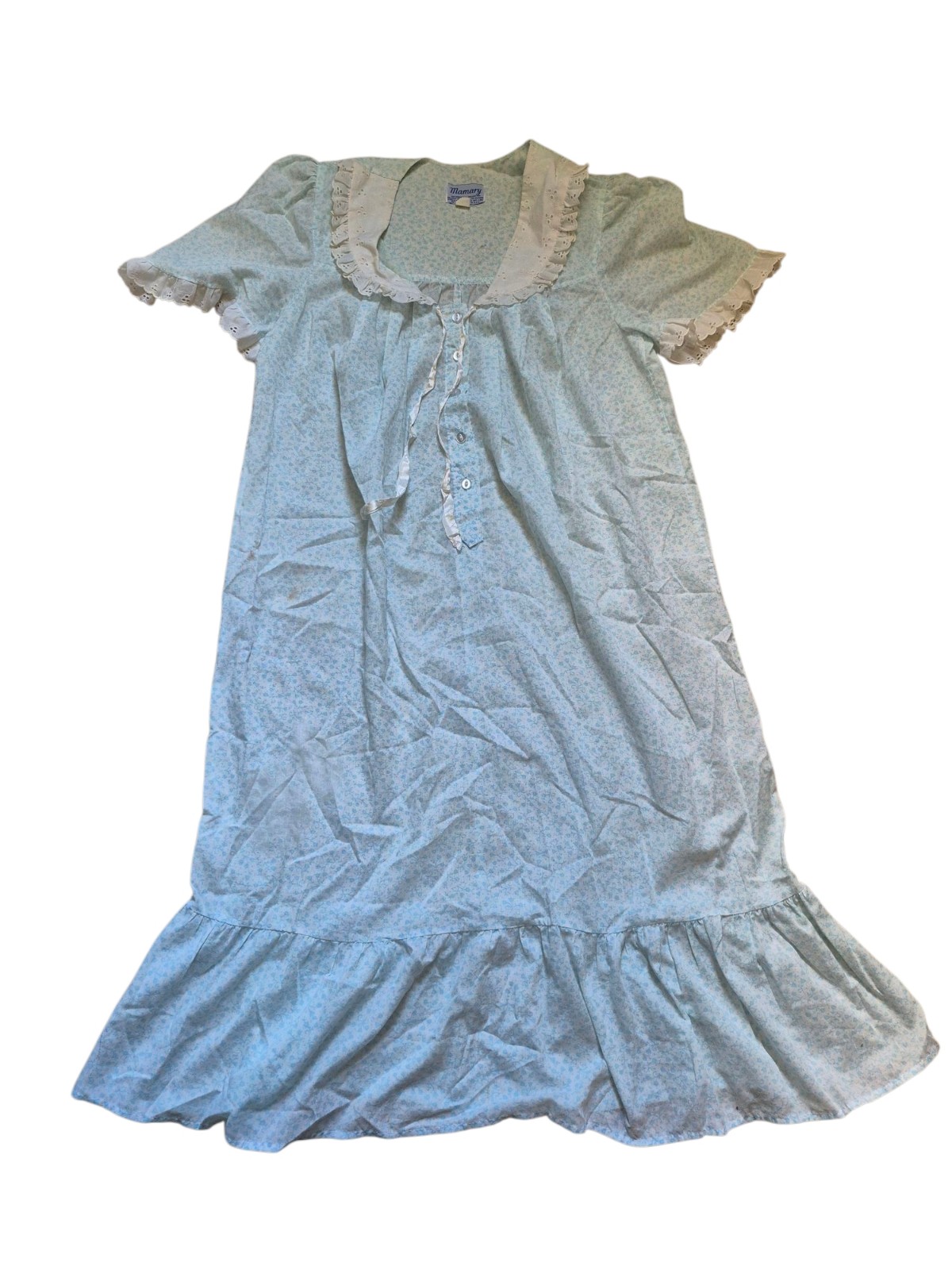 Vtg Mamary nightgown floral short sleeve Ruffles long