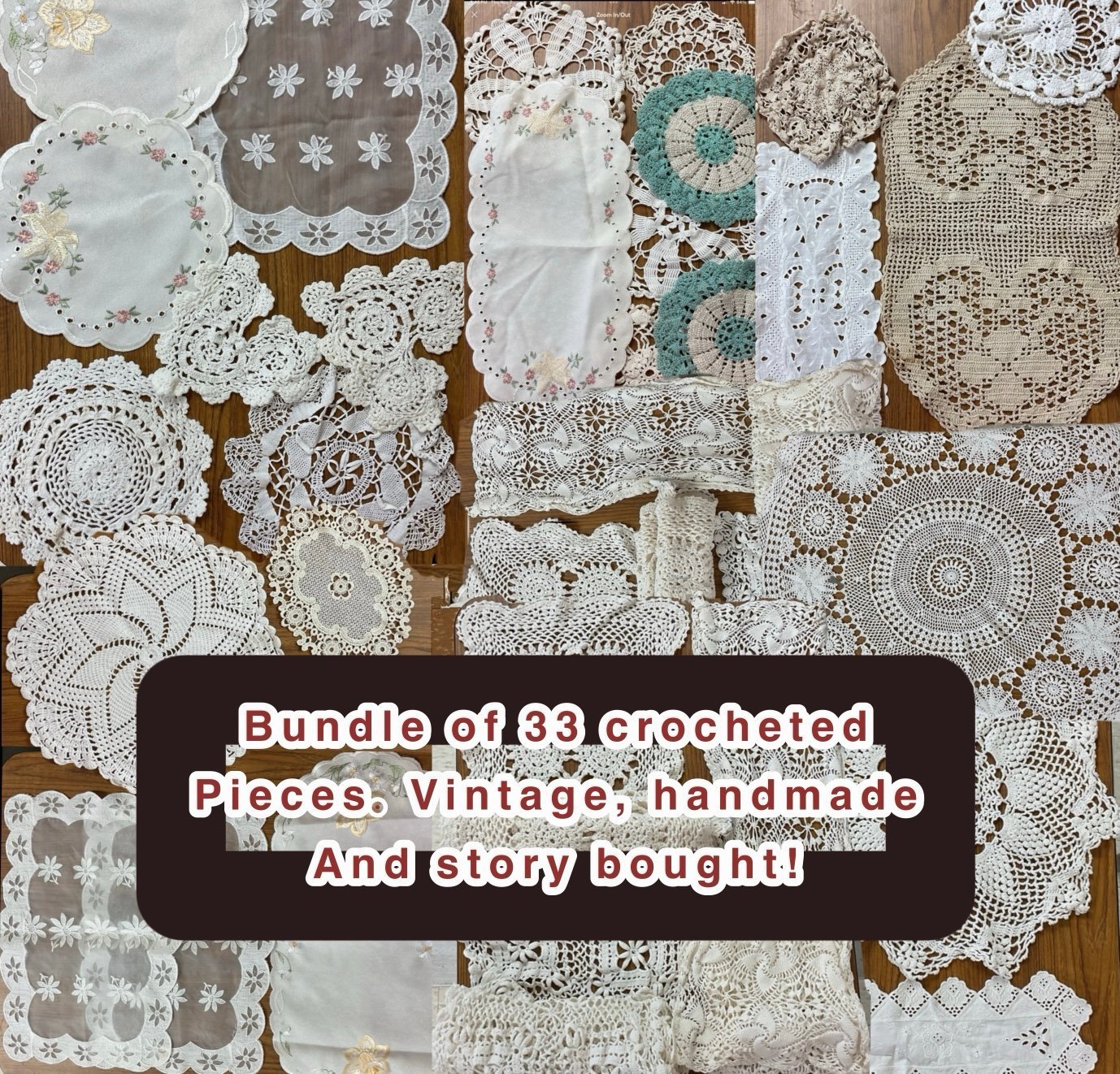 32 Vintage Cottage Farmhouse tablecloths runners crochet handmade bulk bundle