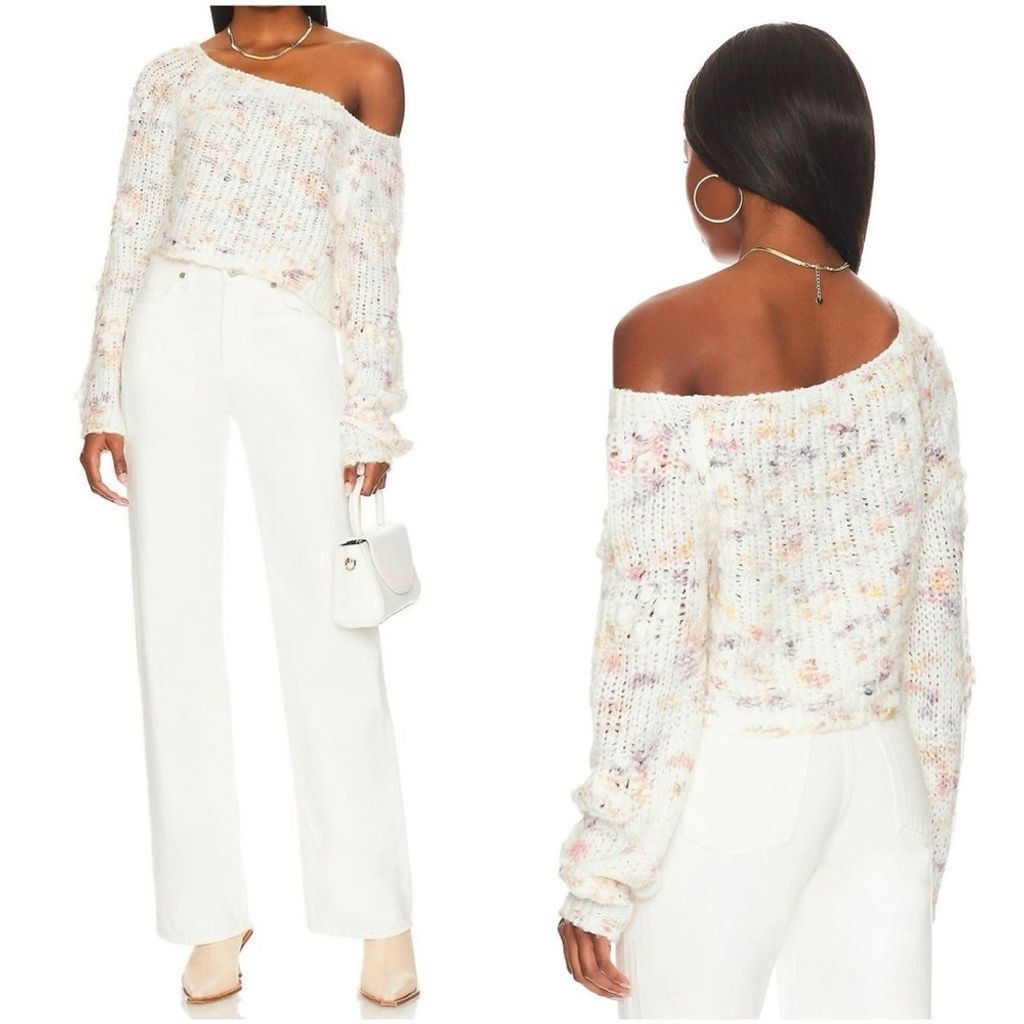 NEW! Free People Ivory Combo Sunset Cloud Pullover Cropped Sweater