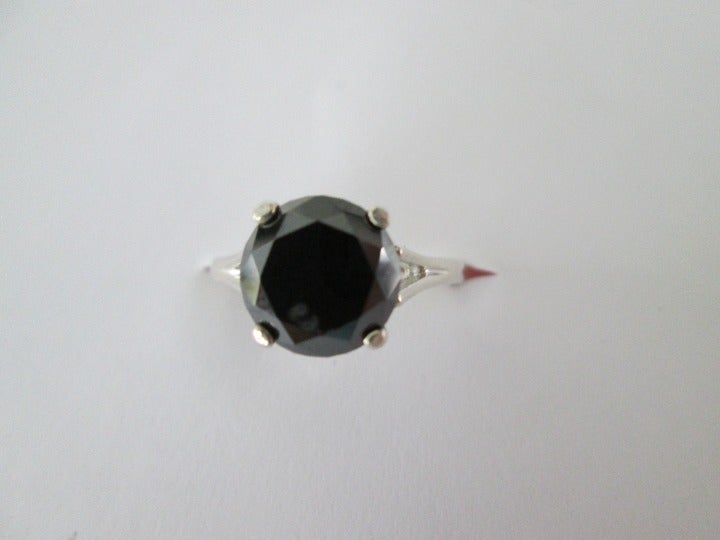 2.85ct 100% Real Black Diamond Ring w/Certificate & Dia Tester Size 5 6 7 8 9 10