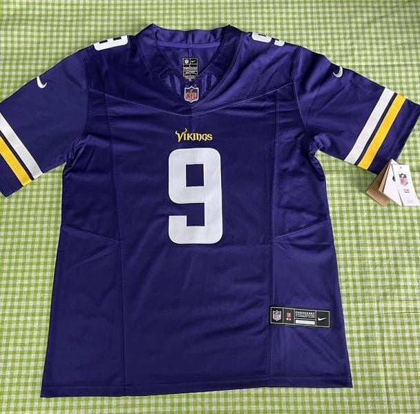 J.J. McCarthy #9 Vikings FUSE Purple Stitched Jersey.