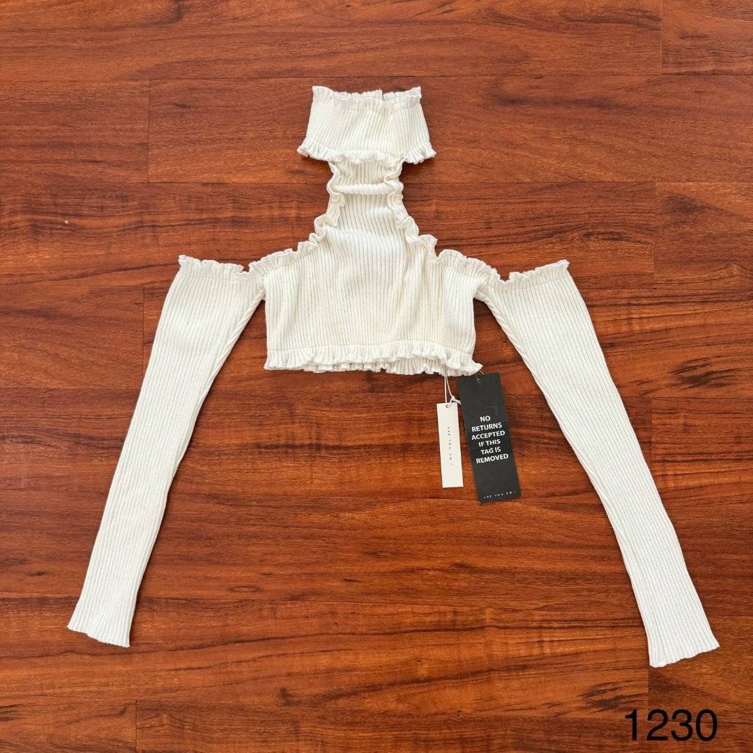 Are You Am I Ninki Crop Top White Size M Designer NWT