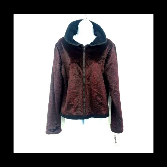 Bagatelle Burgundy Black Snakeskin Pattern Plush Velvet Size Large NWT Jacket