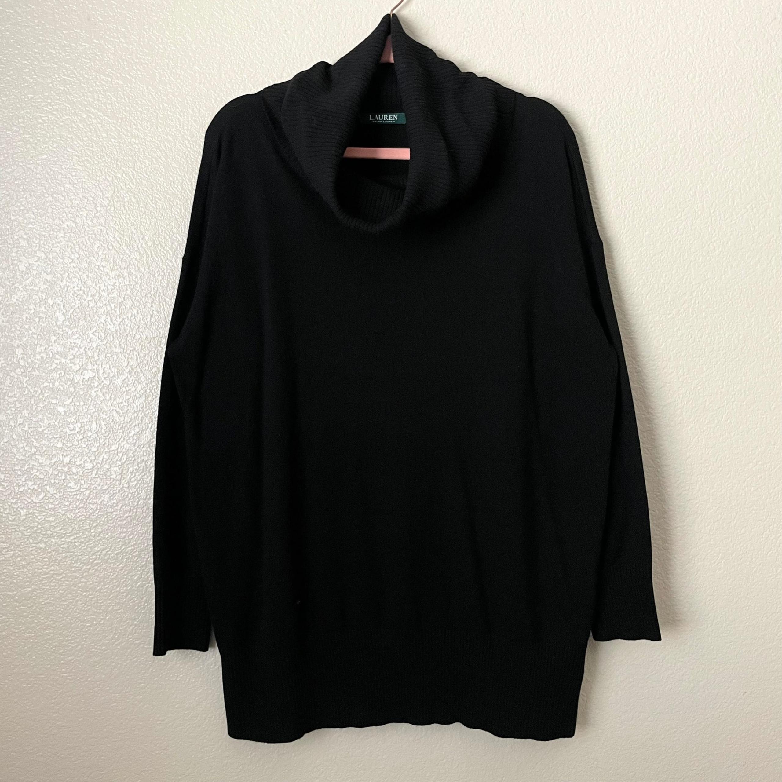 Lauren Ralph Lauren Sweater Womens Large Black Wool Cashmere Knit Oversized