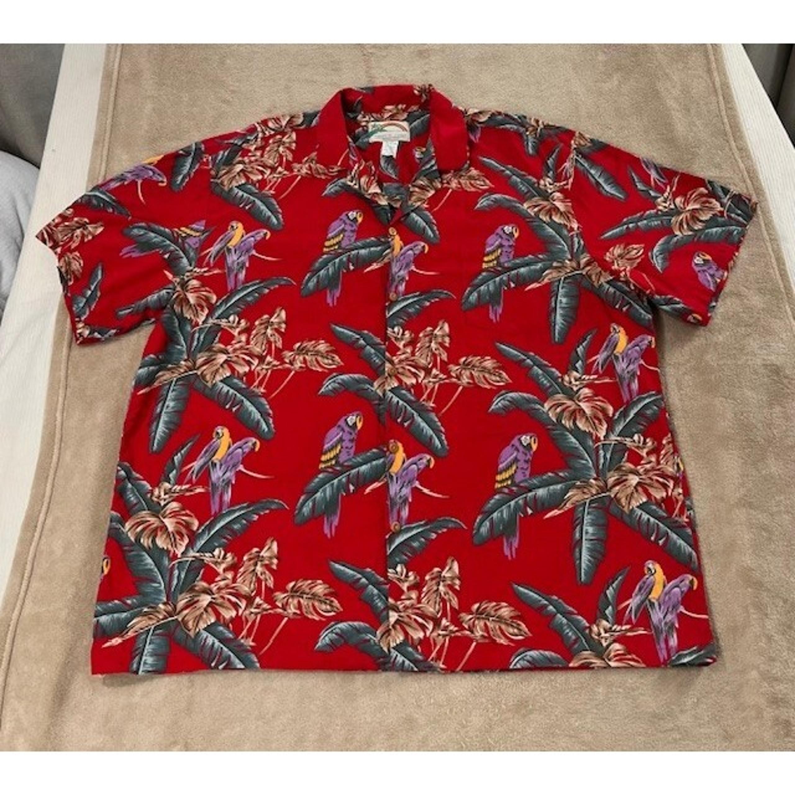 Vintage Paradise Found Shirt Mens 2XL Red Magum PI Parrot Bird Hawaii EUC
