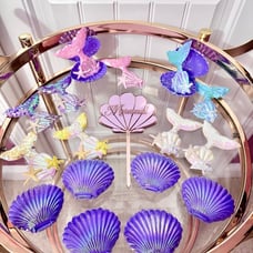 Mermaid Party Decor: Cake Toppers, Favors, Pink Netting, Mermaid Tails
