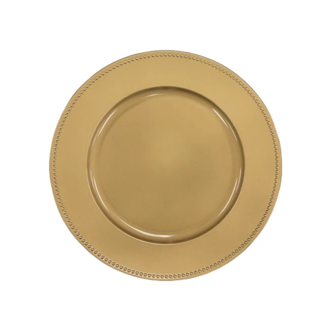 Set of 12 Gold Plastic Large Charger Pl