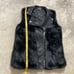 La Coalition Vest Womens Size Medium Black Faux Fur Leather Zip Closure Pockets