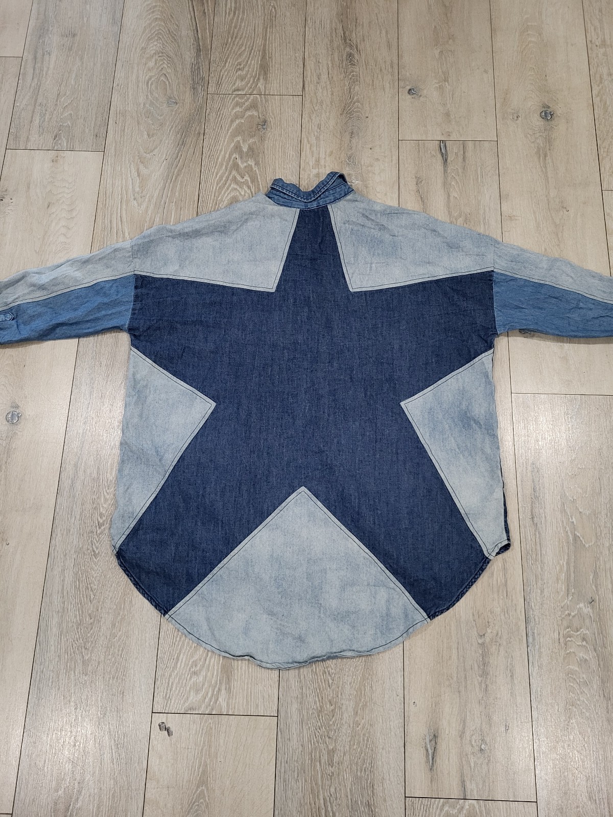Free People Denim Colorblock Star Button Down
