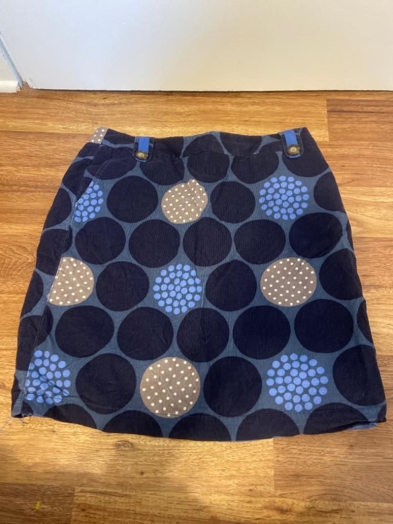 Boden Corduroy Polka Dot Blue Pencil Skirt Size 10