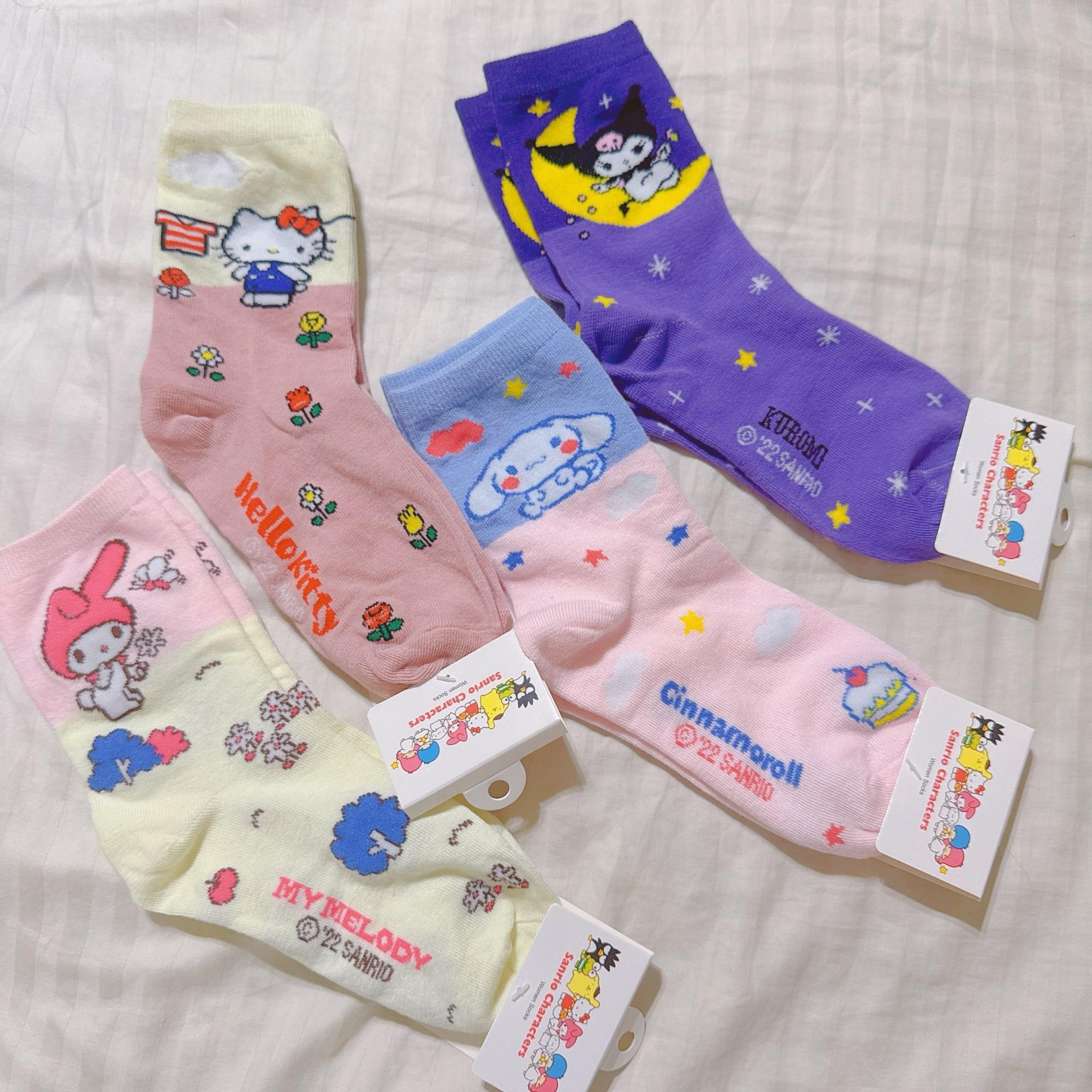 4 Pairs Women Girl Pompompurin Kuromi My Melody Cinnamoroll Socks Soft，US Seller