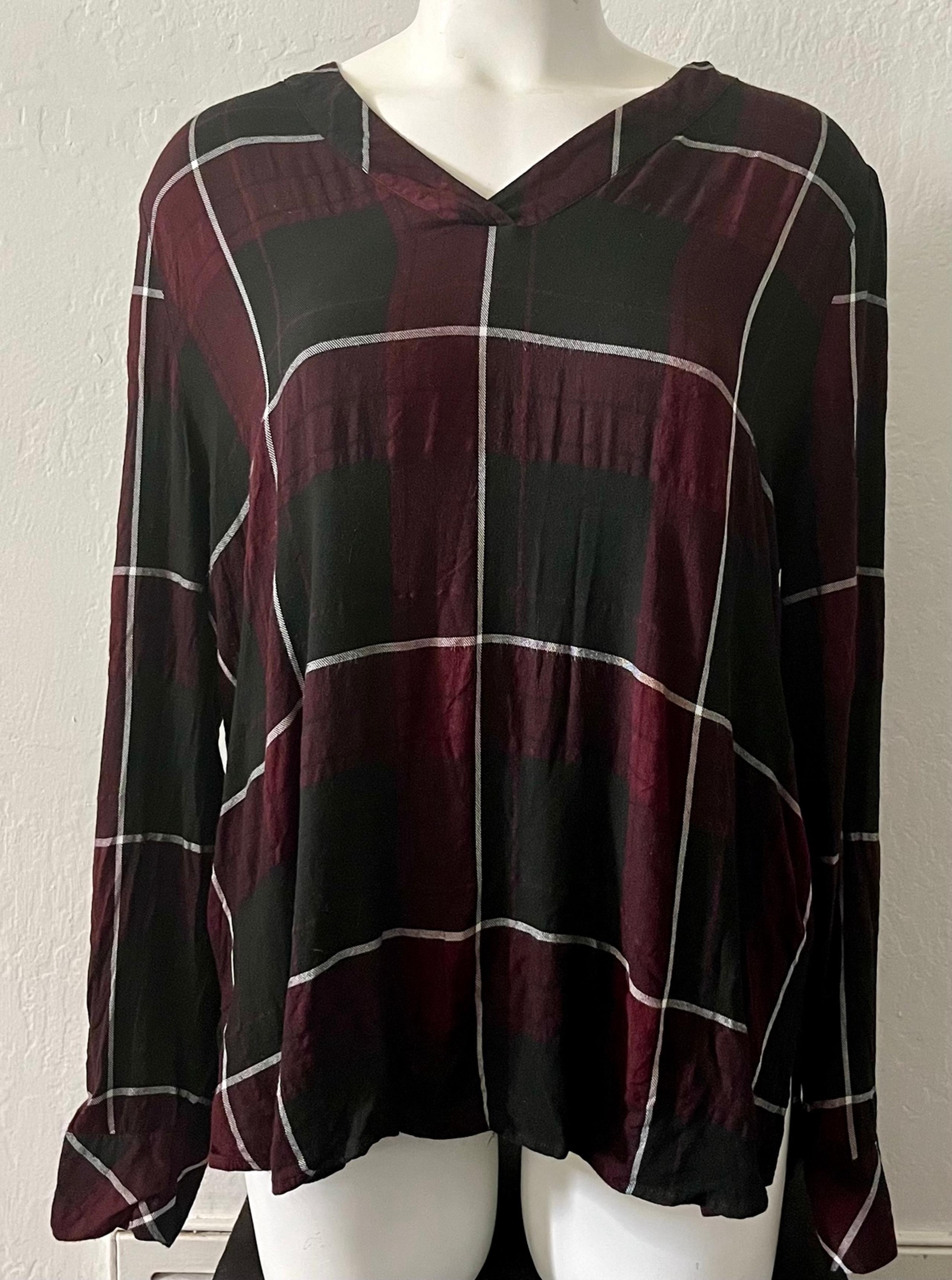 Vince Camuto Glen Plaid Tunic Blouse Women’s size XL