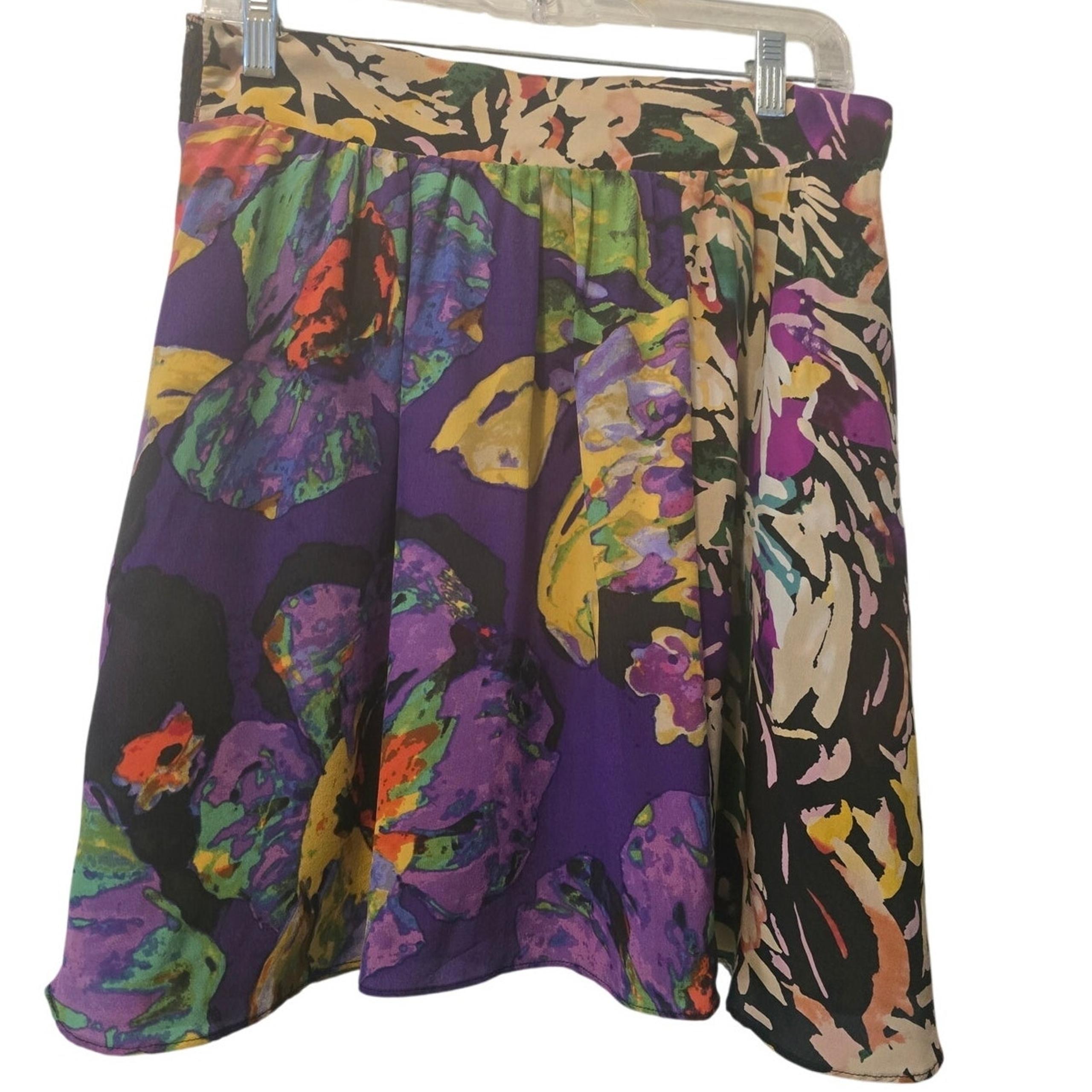 Maeve Floral 100% Silk Lined Side Pocket Statement Piece Women's Skirt Small