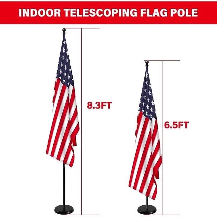 Indoor Telescoping Flag Pole with Base 6FT-8FT,Aluminum Commercial Indoor Flagpo