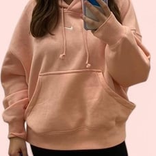 NIKE Light Pink Baggy Wide Sleeved Thick Oversized Hoodie
