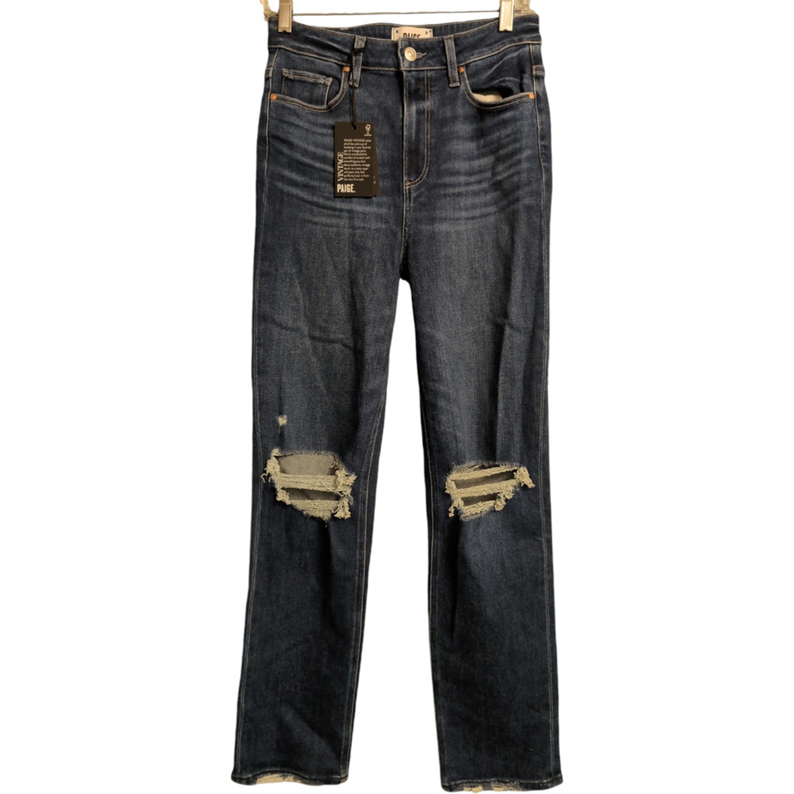 NWT PAIGE Stella High Rise Straight Leg Jeans Soleil Destructed Size 27