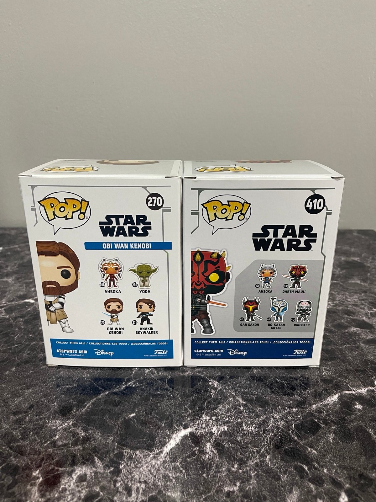 Obiwan Kenobi 270 and Darth Maul 410 Funko Pop W/Protector