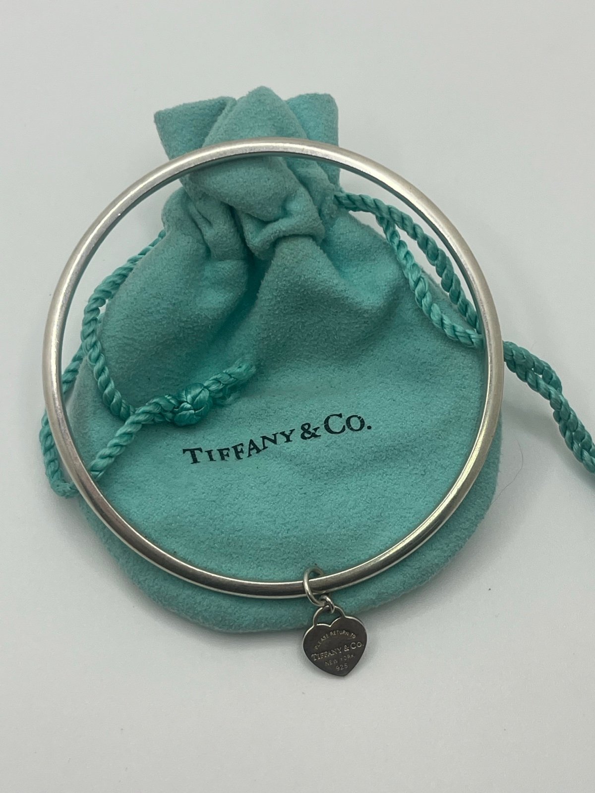 Tiffany & Co. Sterling Silver Return To Heart Charm Bangle Bracelet