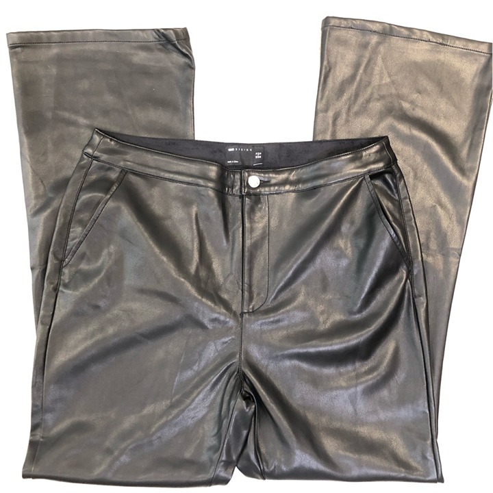 Asos Black Vegan Leather Flared Bickercore pants size 12